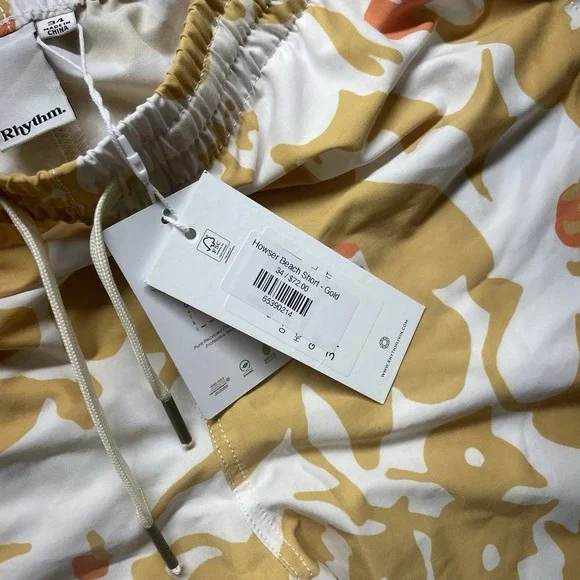 Rhythm Howser Beach Shorts Men's Size 34 Gold Camo Swim Trunks NWT $72 - Picture 5 of 6